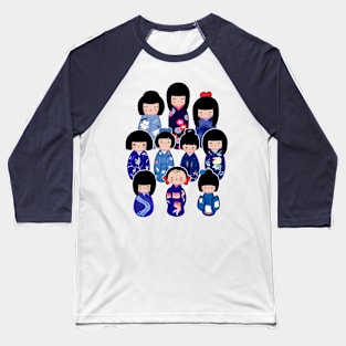 Kokeshi in Blue Baseball T-Shirt